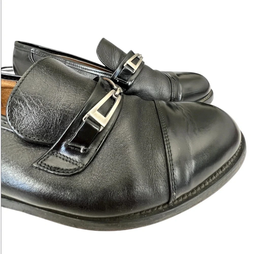 Gran Emyco Black Slip-on  Leather Men's Shoes with Silver Embellishment Size 8.5